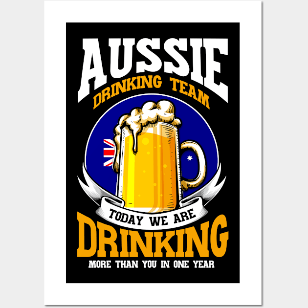 Beer Australian Flag Australia Gift Wall Art by Toeffishirts